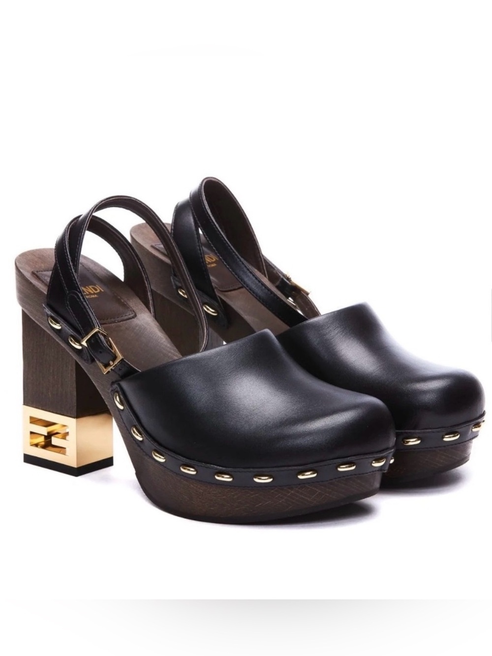 Fendi Leather Mules Clogs with studs size 38